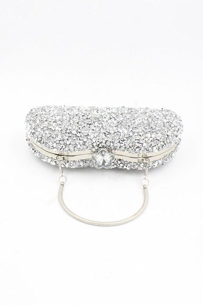 Chantaky 032 3000 Silver Crystal Stone Double Sided Evening Dress Evening Bag