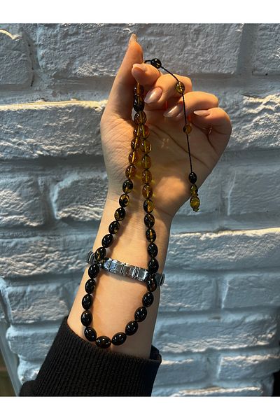 ARURTAKI Men's Gift 33-Piece Double Color System Clamping Amber Rosary