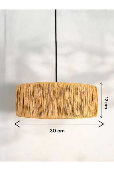 KorFam Handmade Bohem Cylinder Rustic Raffia Chandelier