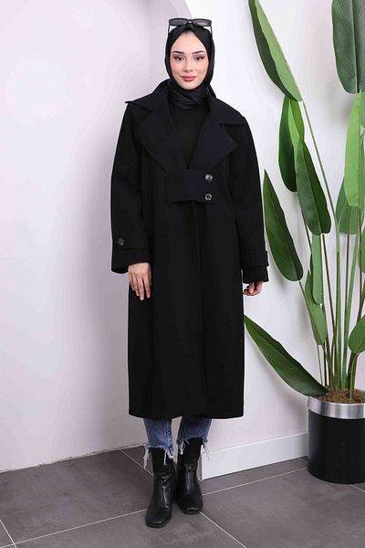 İmajButik Παλτό με μαύρα κουμπιά με λεπτομέρειες