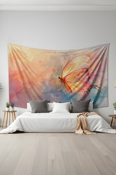 Moud's Tapiserie de perete cu model fluture pastel Tapiserie Tapiserie Tesatu...