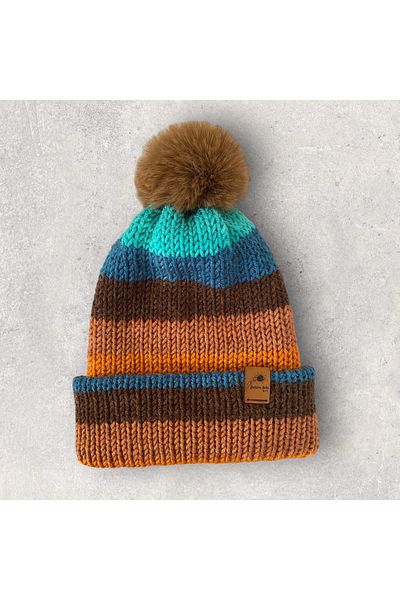 Satürn Hobi Batik Color Beret with Knitted Pompom
