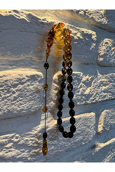 ARURTAKI Men's Gift 33-Piece Double Color System Clamping Amber Rosary