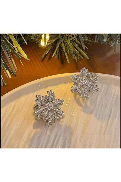 REBORN DESIGN Gümüş Renkli Zirkon Taşlı Kartanesi Model 3cm Mandal Toka