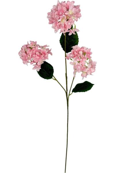 Nettenevime Yapay Çiçek Ortanca 3 Toplu Pembe Tek Dal Tomurcuklu 75*25cm Kumaş Çiçek Uzun Dal