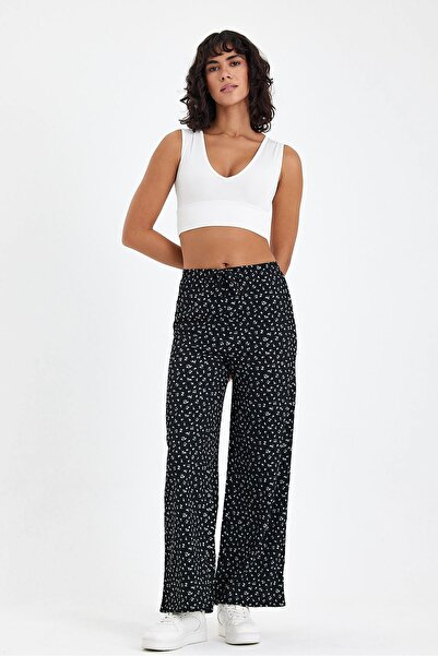 ZACHARIUZ Штани з еластичним поясом і шнурками, чорні