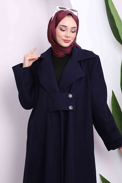 İmajButik Παλτό με λεπτομέρεια με κουμπιά Navy Blue