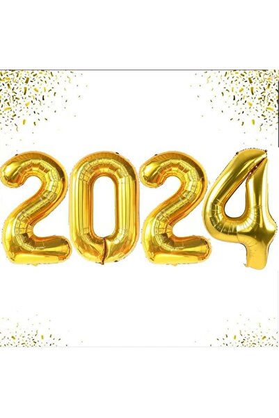 Partioutlet 2024 Number Foil Balloon Gold 35 cm
