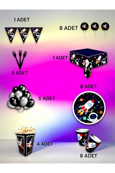 VibeHome 8-Person Space Themed Luxury Set - Birthday Party and Fun Events