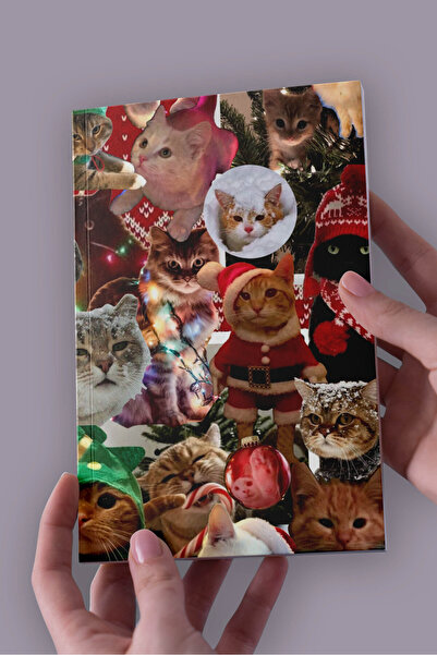 Namgo Yılbaşı Kedileri Kolaj A5 Çizgisiz Defter (50 Sayfa)