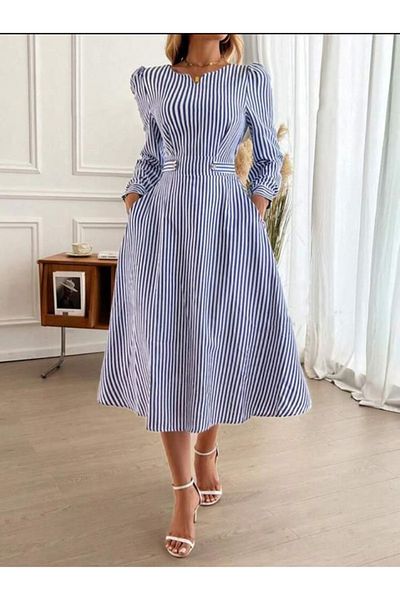 TUA MODA TUA MODA Γυναικείο μακρυμάνικο πλεκτό μίντι φόρεμα με τσέπες