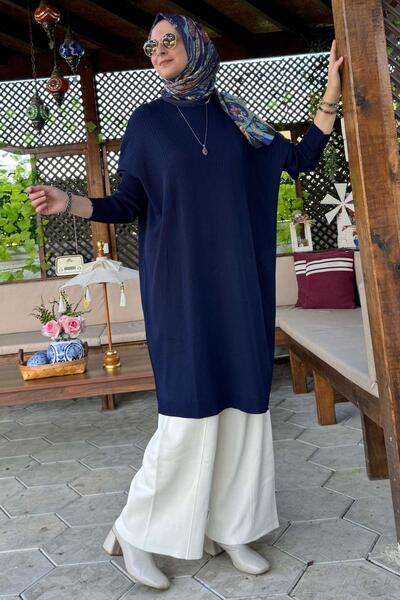 Rabia Şamlı Navy Blue Dora Knitwear Tunic
