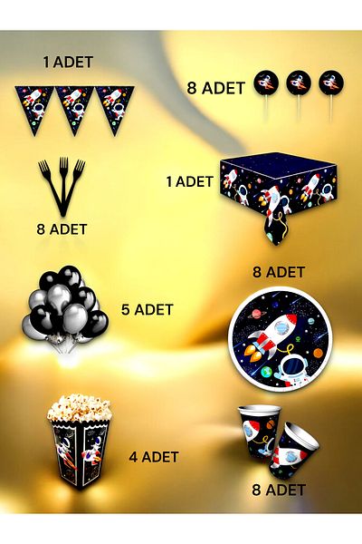 VibeHome 8-Person Space Themed Luxury Set - Birthday Party and Fun Events