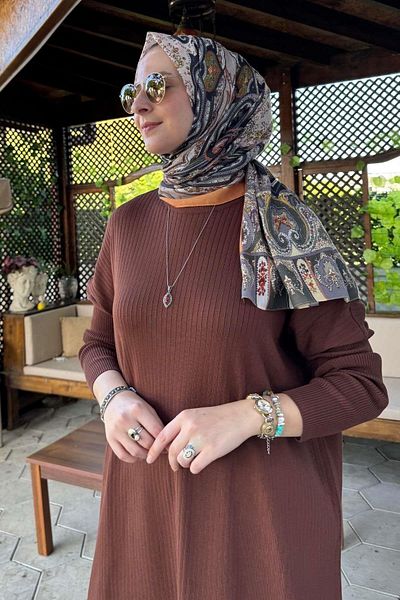 Rabia Şamlı Кафява плетена туника Dora