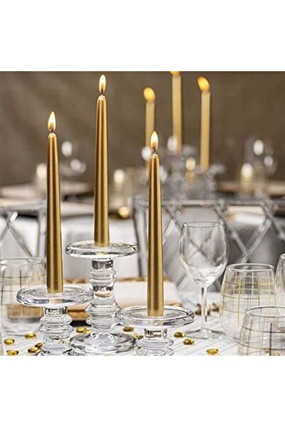Partioutlet Gold Renkli Şamdan Mum 25 Cm 2 Adet