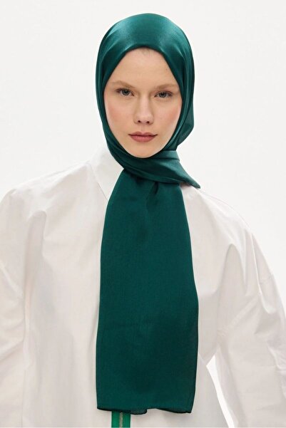 hijabchi شال جانجان اللامع الحريري للسهرات - أخضر غابوي