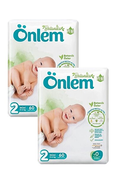 ÖNLEM Botanika 2 Beden Bebek Bezi İkili Jumbo Mini 60 Lı x 2 Adet