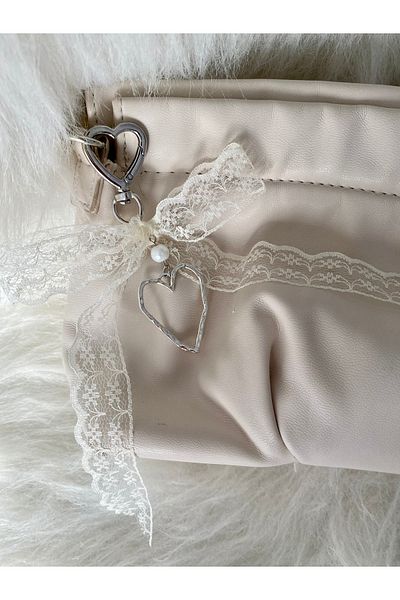 Pinky Lady Geantă de mână cu dantelă și inimă cu fundă - Ornament fermecător