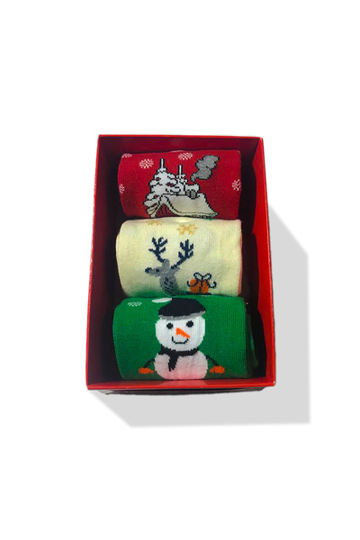 Cozzy Socks Πολύχρωμες Μικτές Πρωτοχρονιάτικες Κάλτσες Σετ 3 τεμαχίων