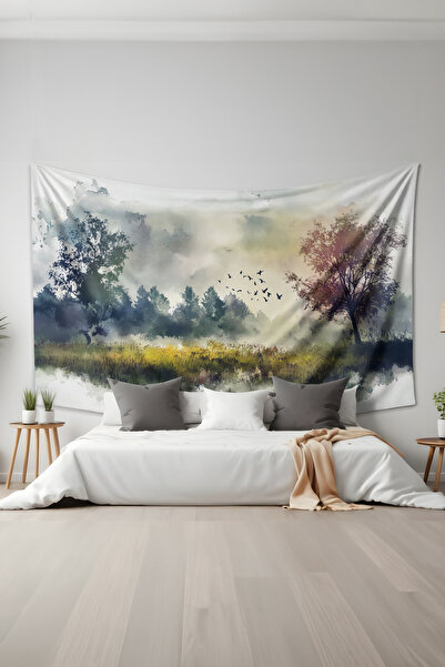 Moud's Tapiserie de perete cu model de peisaj de dimineață ceață Tapiserie de...