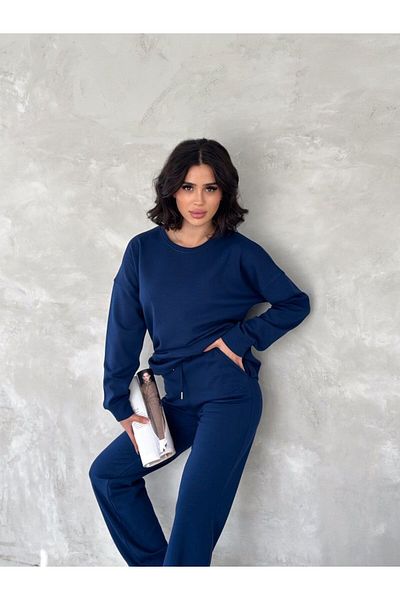 Pimody Γυναικείο Navy Blue Inside Ribbon Modal Χοντρό Φούτερ Κοστούμι Oys Ύφασμα