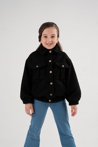 GİYİCEM Palton Boucle pentru fete cu buzunare 1204