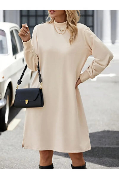 Modayakamoz Women's Long Sleeve Turtleneck Short Raised Diving Dress