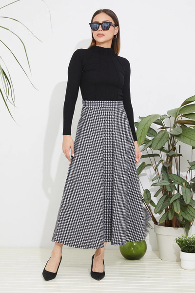 STYLE NİŞANTAŞI Жіноча спідниця з візерунком «гусяча лапка»