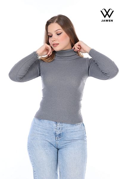JAWEN Women's New Season Turtleneck Full Neck Slim Fit Soft Texture Flexible Comfort Model Knitwear Sweater