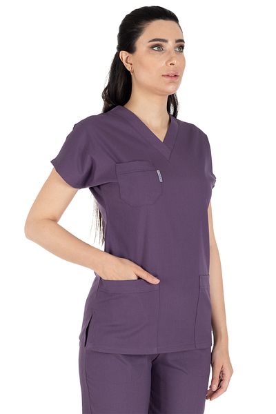 Alsancak Üniforma Costum de chirurgie cu mânecă liliac din țesătură elastică groasă din Lycra de prune