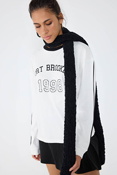 No Matter What 100% Cotton White Sport Brooklyn 1998 Printed Long Sleeve Cott...