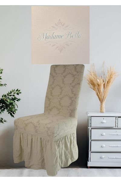 MADAME BELLA 1 τεμάχιο μπεζ μοτίβο σάλι ζακάρ υψηλής ποιότητας εύκαμπτο που πλένεται κάλυμμα καρέκλας χωρίς πουπουλένια