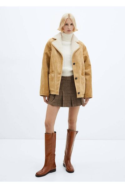 MANGO Woman Fustă plisată cu model Houndstooth