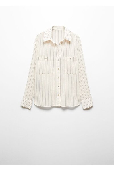 MANGO Woman Cepli çizgili gömlek