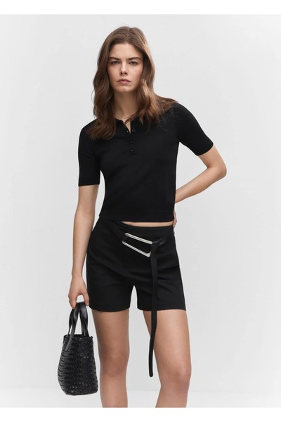 MANGO Woman Pantaloni scurți cu croială dreaptă cu talie înaltă