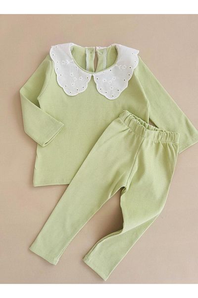 eymwes Baby Girl and Girl Basic Bottom Top Set with Lace Collar