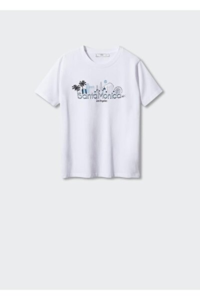 MANGO Woman Βαμβακερό μπλουζάκι με σχέδια