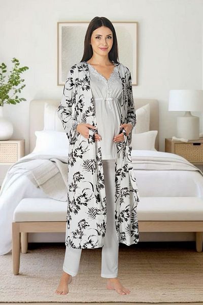 Effortt Venera Maternity Pregnant 3-Piece Lace Detailed Elegant Maternity Set
