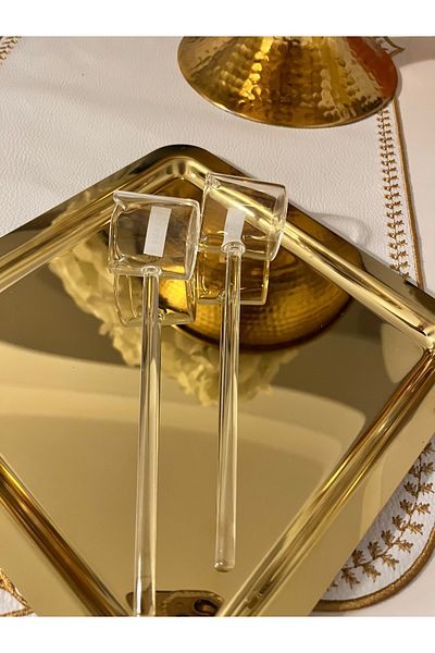 Decorland الطراز الحديث 2 ملاعق حلوى زجاجية