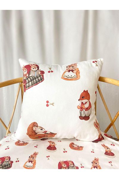 Zezig Cute Fam Red Baby Room Throw Pillow