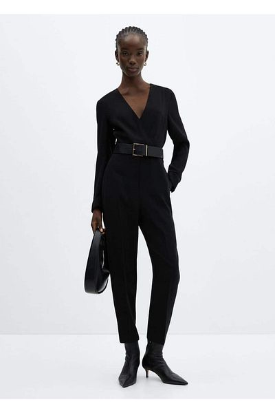 MANGO Woman Salopetă cu curea Wrap Cut