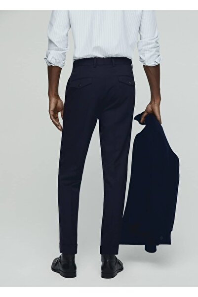 MANGO Man Pili detaylı yün pantolon