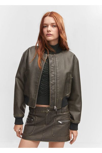 MANGO Woman Използвано бомбър яке с ефект