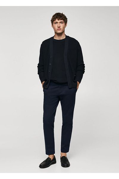 MANGO Man Tapered cut cotton cropped trousers