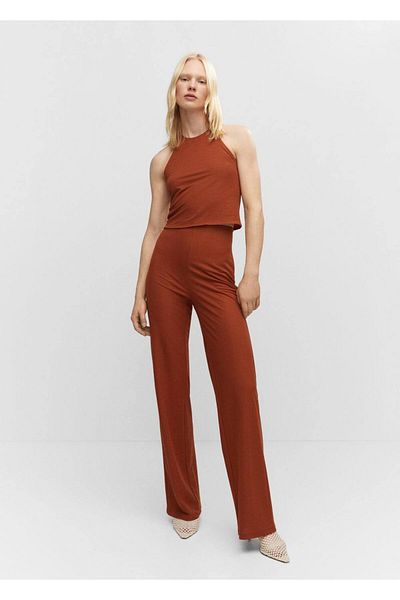 MANGO Woman Pletená halenka s ohlávkou