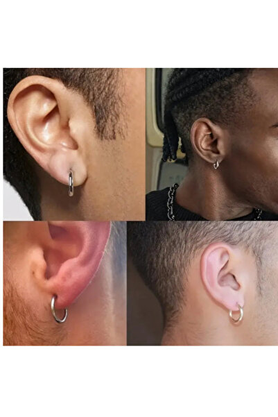 Set Stainless Steel Antiallergic (1 Pair) Hoop Earrings (Thickness: 2 mm)