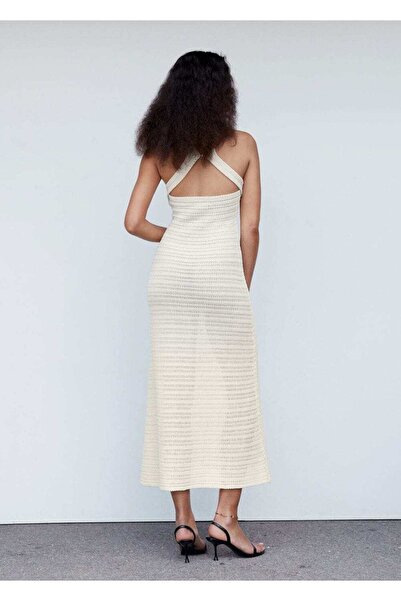 MANGO Woman Halter Yaka Dantel Elbise