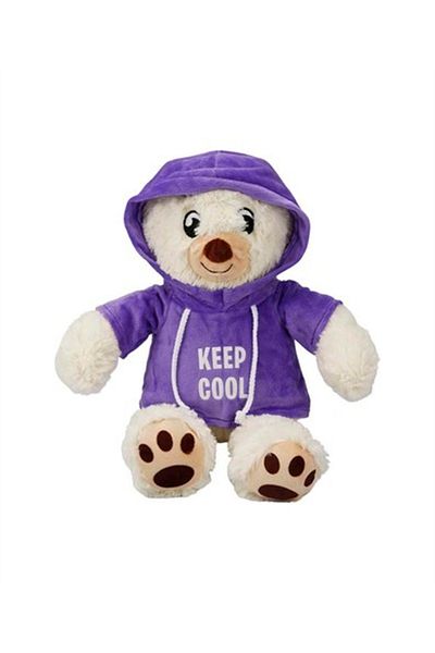 Sunman Puffy Friends Hooded Plush Bear 30 cm 31926 Purple