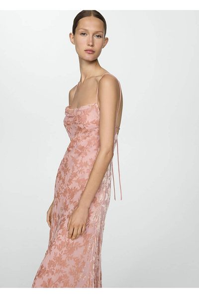 MANGO Woman Ασύμμετρο φόρεμα με γιακά