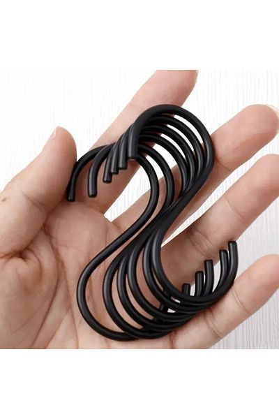 VENON 10Pcs Black Practical Hanging Metal Hooks - S, Es, Bathroom Hook, Iron Hook
